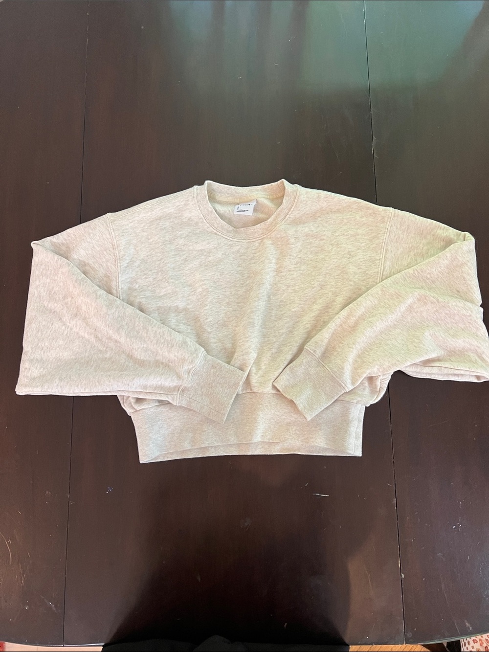 TNA Cropped Crewneck Sweatshirt in Light Beige